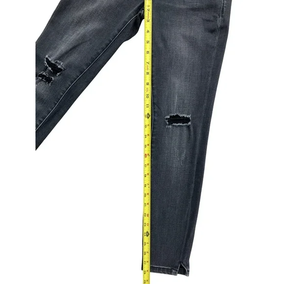 Habitual Womens High Rise Skinny Jeans Faded Black Distressed Knee Size 24 - Picture 10 of 11